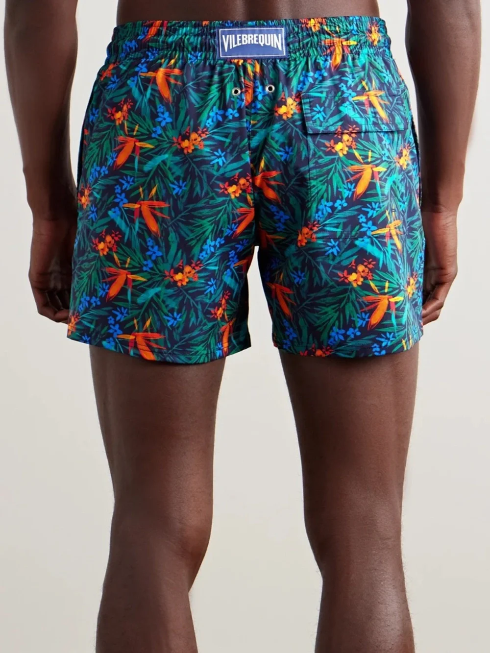 Vilebrequin Moorise Bleu Marine Tropical Print Swim Shorts Men Size XL Like New